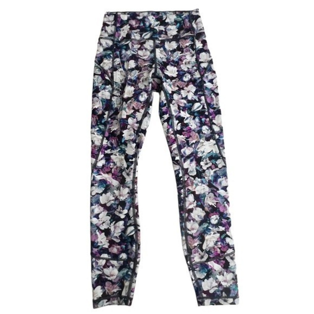 Lululemon Womens Mid Rise Full Length‎ Floral Everlux In Movement Tight 25" 4 - Picture 3 of 10